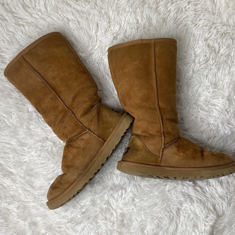 Ugg original tall leather sherpa chestnut boot - Picture 2 of 8